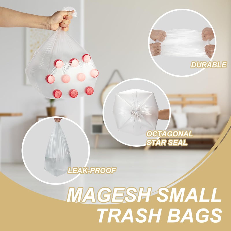 Magesh 2.6 Gallon Small Trash Bags, Magesh 2.6 Gallon Trash Bag Strong, Leakage-Free, Small Garbage Bags Unscented Thick for Bathroom, Office, Kitchen Mini Trash Can, 100 Bags, Clear - Image 2