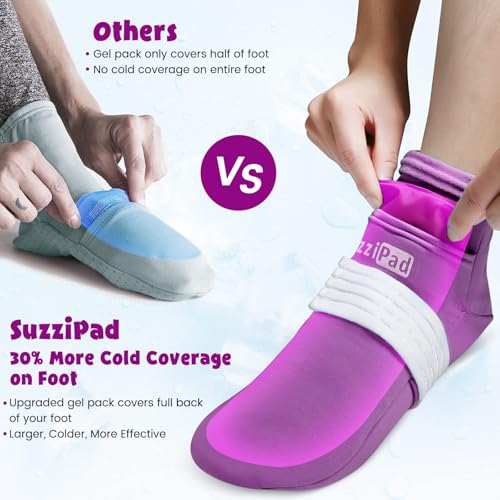 SuzziPad Foot Ice Pack Cold Socks & Gloves for Chemotherapy, Comfort Items for Chemo, Soothing for Feet, Cooling Therapy for Hand, L, Purple - Image 3