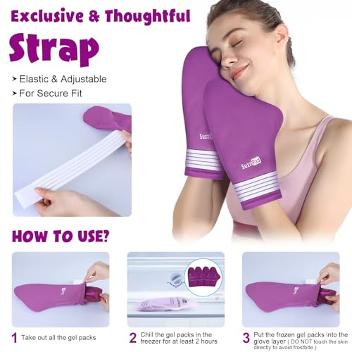 SuzziPad Foot Ice Pack Cold Socks & Gloves for Chemotherapy, Comfort Items for Chemo, Soothing for Feet, Cooling Therapy for Hand, L, Purple - Image 5