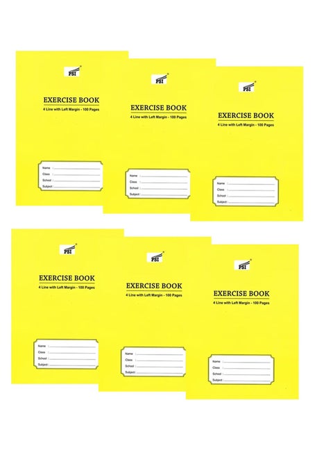 6-Piece Exercise Note Book Four Lined 100 Pages
