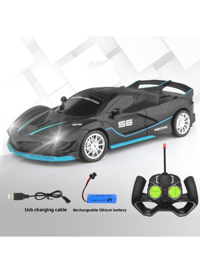 Direct Remote Control Car Charging Remote Control Car Drift High-speed Light Racing Children's Electric Toy Car-Color:Farah (Technology Black Blue) + Window Portable Box-Proportion:3 Lithium + Charging Line + Remote Control 2 Batteries  - Image 1