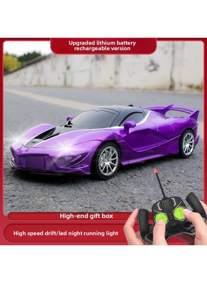 Direct Remote Control Car Charging Remote Control Car Drift High-speed Light Racing Children's Electric Toy Car-Color:Farah (Technology Black Blue) + Window Portable Box-Proportion:3 Lithium + Charging Line + Remote Control 2 Batteries  - Image 2