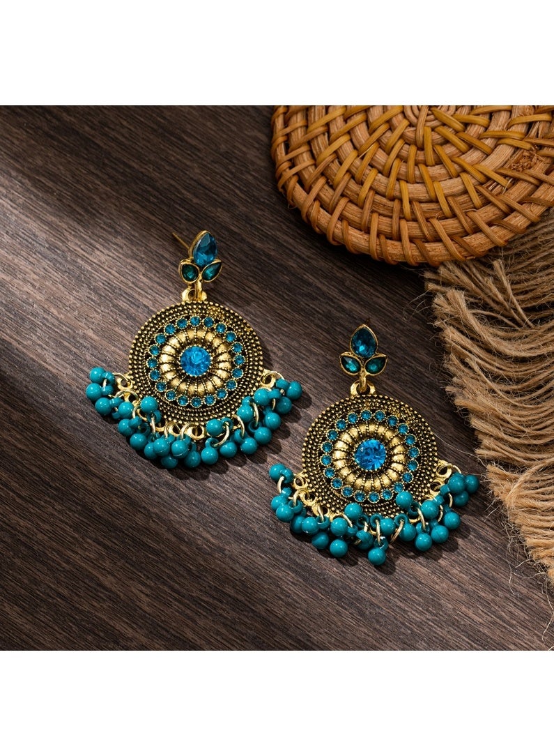 لاتين أقراط نسائية مطلية بالذهب عيار 18 قيراطًا، أقراط جومكا هندية، أقراط أذن عتيقة، أقراط مجوهرات عصرية لحفلات الزفاف - Image 4