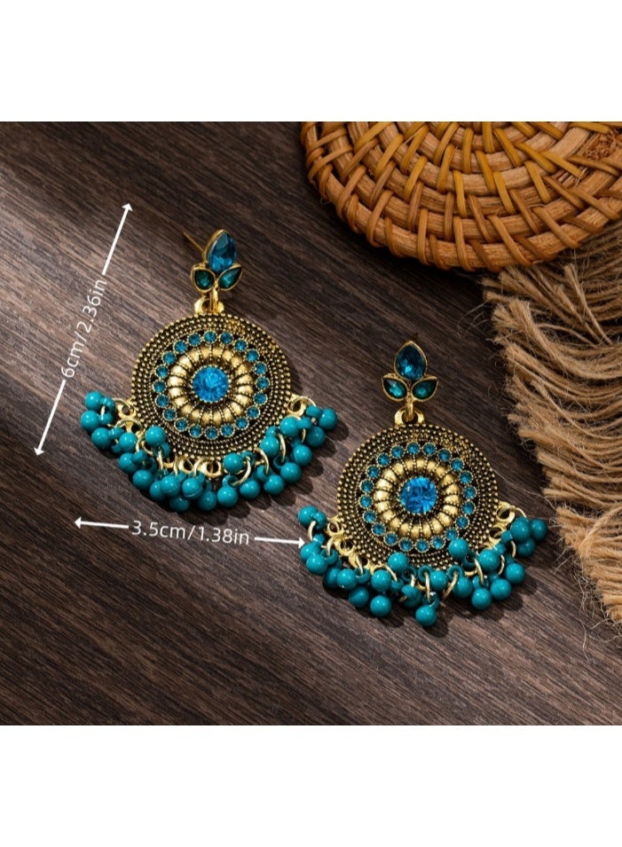 لاتين أقراط نسائية مطلية بالذهب عيار 18 قيراطًا، أقراط جومكا هندية، أقراط أذن عتيقة، أقراط مجوهرات عصرية لحفلات الزفاف - Image 3