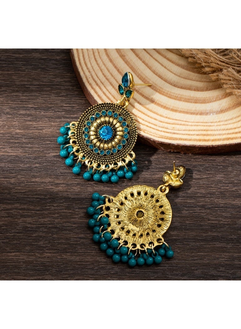 لاتين أقراط نسائية مطلية بالذهب عيار 18 قيراطًا، أقراط جومكا هندية، أقراط أذن عتيقة، أقراط مجوهرات عصرية لحفلات الزفاف - Image 2