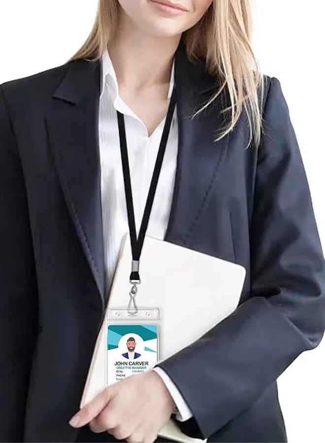 5 PCS Plastic Name Badge Holders with Lanyard Clear Waterproof ID Badge Holder with Clip Lanyard for School Business Office Vertical - Image 5