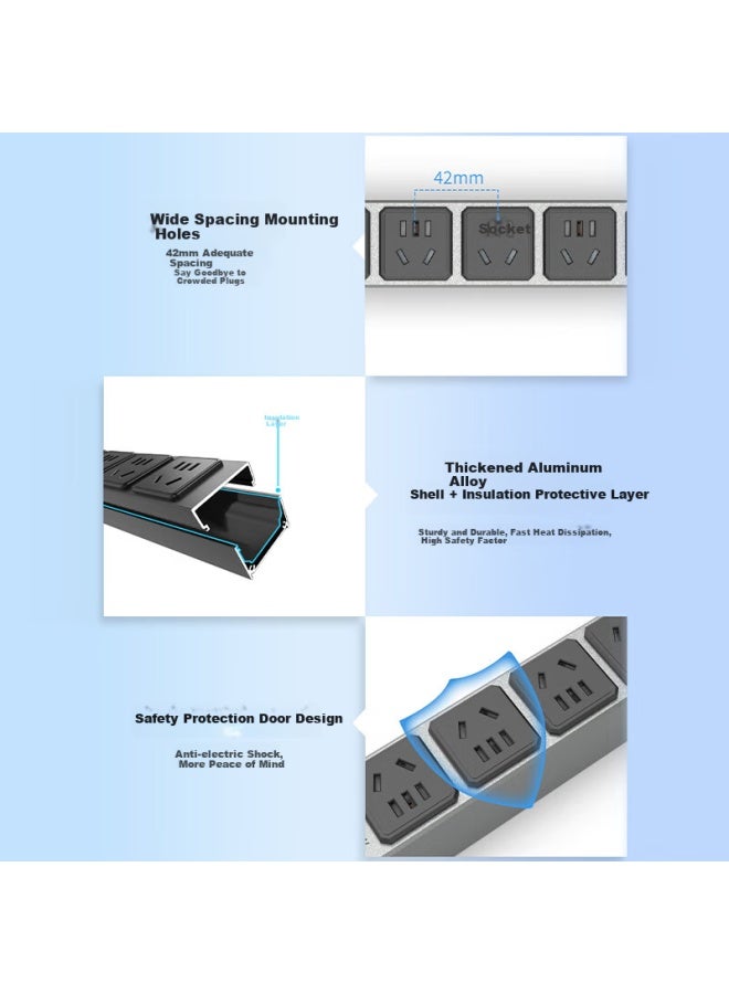 Sipolar Pdu Power Strip Surge Protector 8 Outlets Overload Protection Socket Strip For Desktop Gaming Cabinet - Image 4