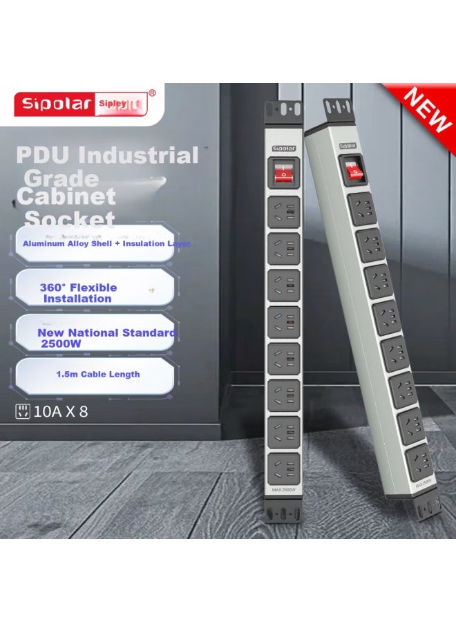 Sipolar Pdu Power Strip Surge Protector 8 Outlets Overload Protection Socket Strip For Desktop Gaming Cabinet - Image 1