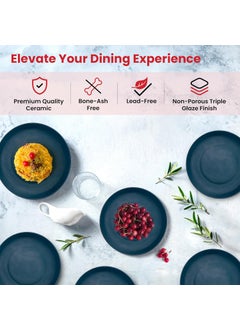 Kuber Industries Kuber Industries 20 Pcs Ceramic Dinner Set | Dishwasher & Microwave Safe | Crockery Set for Dining & Gifting | 6 Pcs Full Plates & 6 Pcs Half Plate & 2 Pcs Serving Bowl & 6 Pcs Bowl | Green  - Image 2