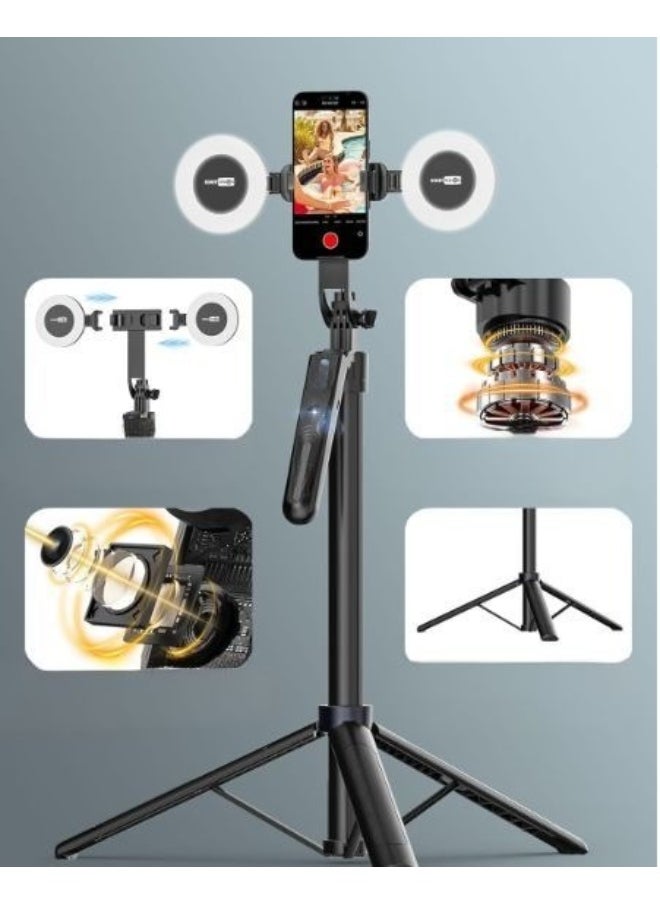Smartphone Tripod with Auto Face Tracking, LED Light, Selfie Stick & Remote Control – Ideal for YouTube, TikTok & Live Streaming