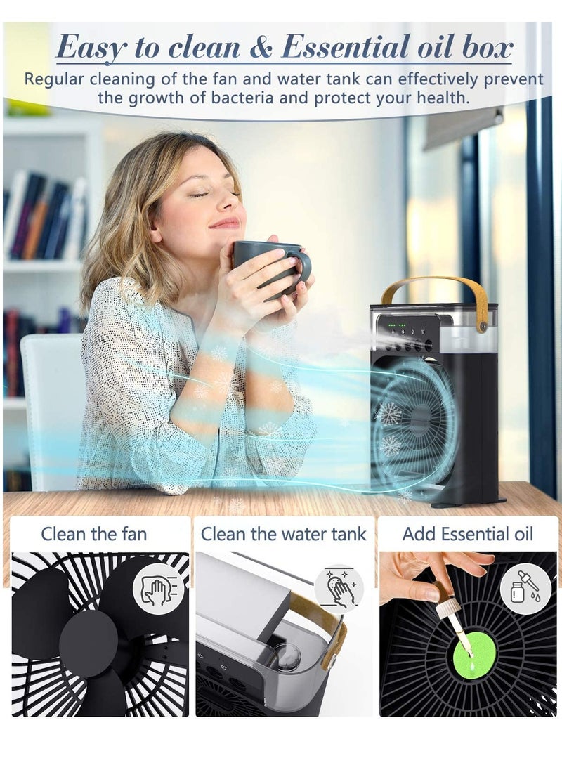 Generic Portable Air Conditioner Fan Mini Evaporative Air Cooler with 7 Colors LED Light 1/2/3 H Timer 3 Wind Speeds and 3 Spray Modes for Office Home Dorm Travel(Black)  - Image 4