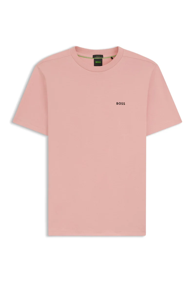 BOSS light pink Stretch-cotton T-shirt with logo detail for Men | Best Price UAE