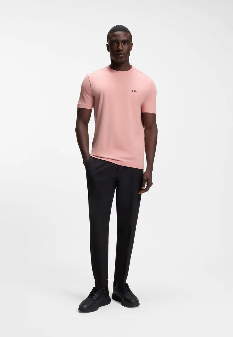 BOSS light pink Stretch-cotton T-shirt with logo detail for Men | Best Price UAE