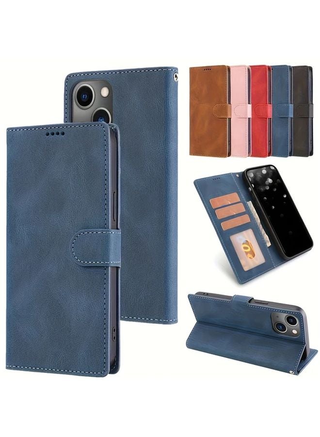 Brown Leather Wallet Phone Case For iPhone 13 Mini With Card Slots And Strap - Image 1