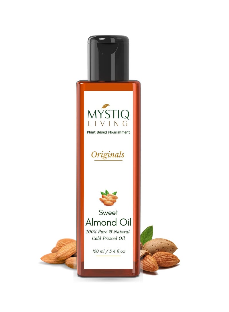 Mystiq Living Cold Pressed Sweet Almond Oil Badam Rogan for Face Glowing Skin 100% Pure 100 ML - Image 1