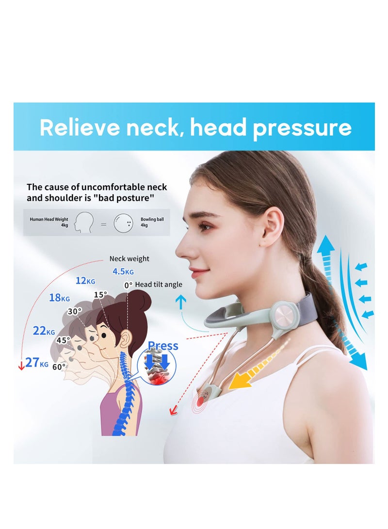 SYOSI Neck Support, Adjustable Neck Brace, Decompressed, Shaping Cervical Collar, Cervical Neck Traction Device, Conducive to Correct Forward Head Posture, Suitable for Daily Life (L, White) - Image 2