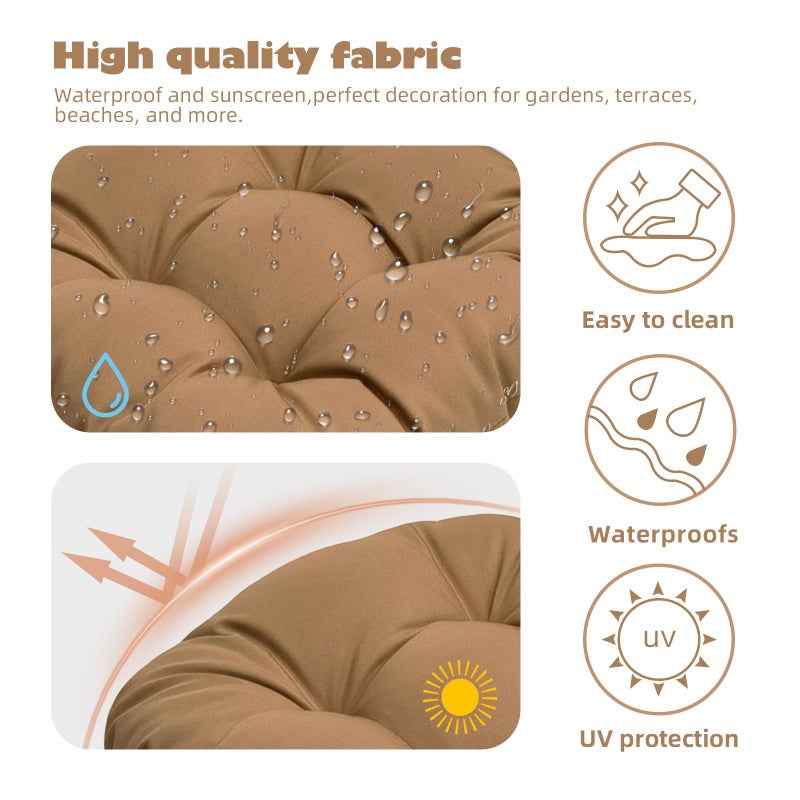 Wadser 2 Pack Waterproof Outdoor Chair Cushions, Tufted Wicker Chair Cushions, U-Shaped Seat Cushion for Patio Furniture Garden Rocking Chairs, Hawii, 19"x19"x3.9" - Image 4