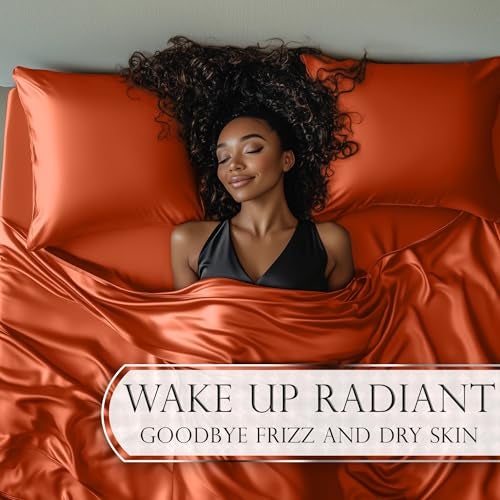DECOLURE Satin Bed Sheets - 4 Piece Luxury Silky Queen Size Bedding Set - Softer Than Silk, Wrinkle-Free with 15” Deep Pocket Fitted Sheet, Perfect for Hair & Skin, Gifts for Women (Burnt Orange) - Image 4