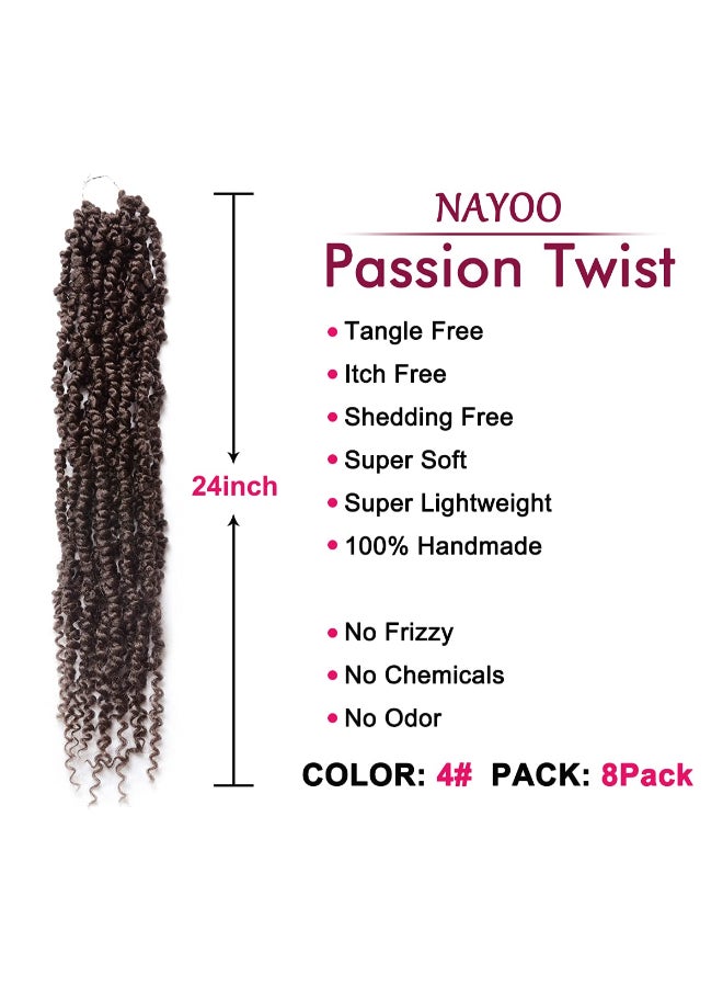 NAYOO Passion Twist Hair 8 Packs 24 Inch Passion Twist Crochet Hair For Black Women Crochet Pretwisted Curly Hair Passion Twists Synthetic Braiding Hair Extensions24 Inch 8 Packs 4 - Image 4