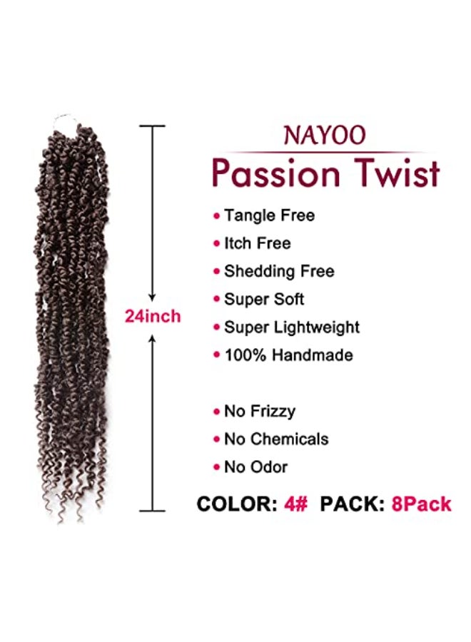 NAYOO Passion Twist Hair 8 Packs 24 Inch Passion Twist Crochet Hair For Black Women Crochet Pretwisted Curly Hair Passion Twists Synthetic Braiding Hair Extensions24 Inch 8 Packs 4 - Image 3