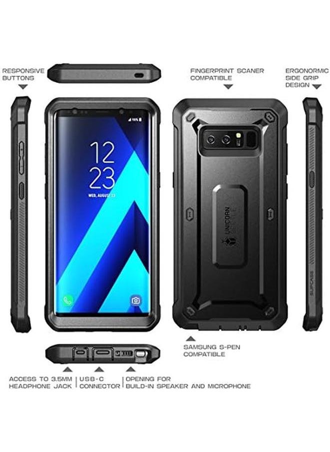 Unicorn Beetle Shield Series Case Designed For Galaxy Note 8 With Built In Screen Protector Full Body Rugged Holster Case For Galaxy Note 8 2017 Release Black