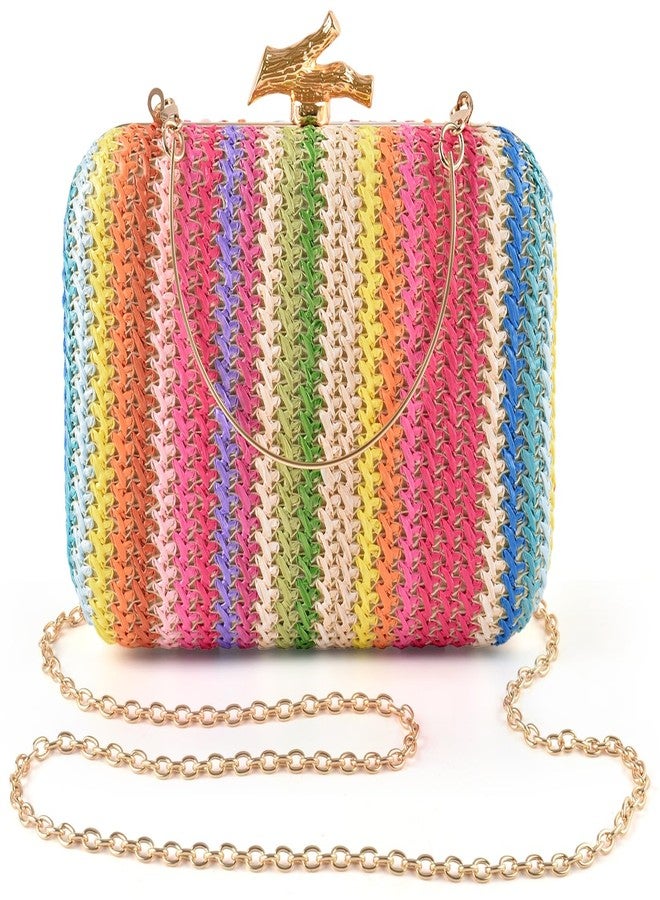 PACETAP Women's Evening Bag Clutch Purse, Handbag Chain Strap Shoulder Bag for Wedding Party Cocktail Prom Dinner, Rainbow Color-style 2 - Image 1