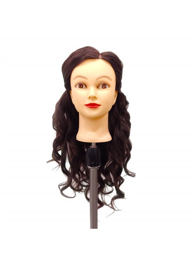 NAYOO Mannequin Head with Hair and Stand, 60% Real Hair Mannequins to Practice on, Doll Head for Hair Styling, Real Hair Mannequin Heads for Makeup Practice, Manikin Head Cosmetology(4#, non-makeup) - Image 5
