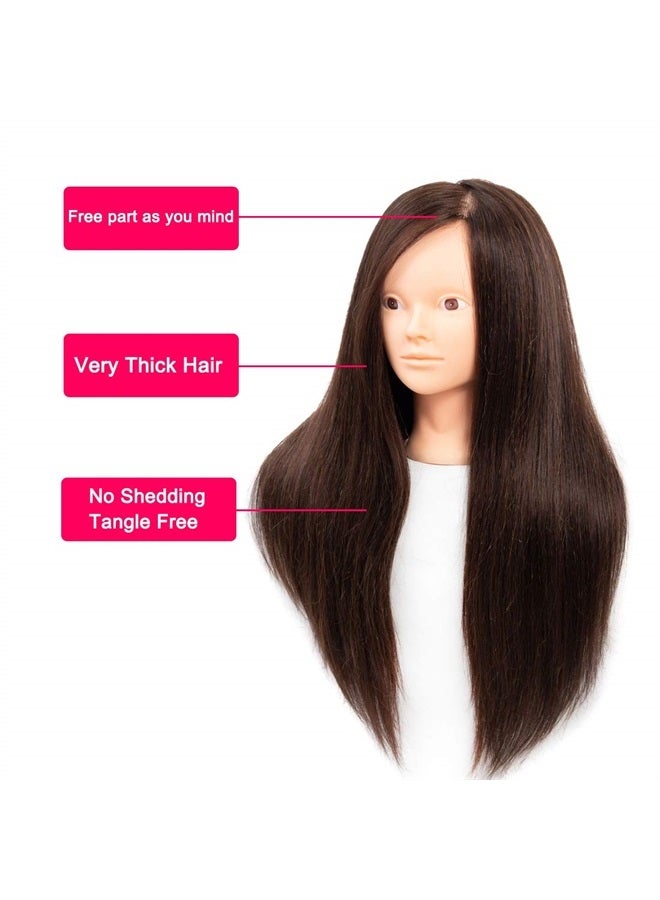 NAYOO Mannequin Head with Hair and Stand, 60% Real Hair Mannequins to Practice on, Doll Head for Hair Styling, Real Hair Mannequin Heads for Makeup Practice, Manikin Head Cosmetology(4#, non-makeup) - Image 3