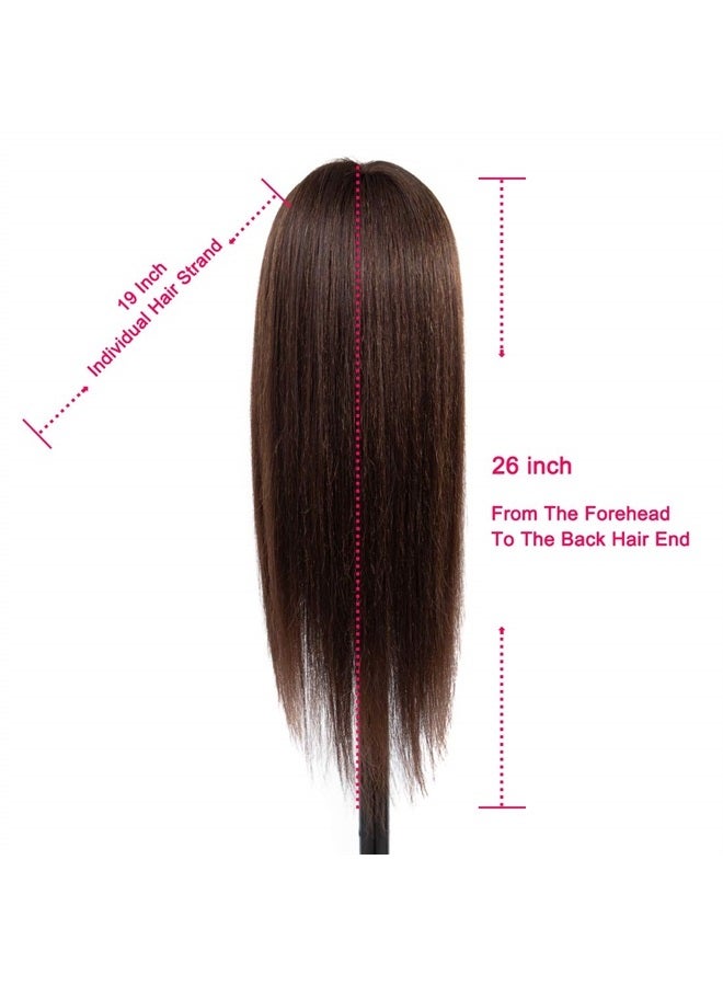 NAYOO Mannequin Head with Hair and Stand, 60% Real Hair Mannequins to Practice on, Doll Head for Hair Styling, Real Hair Mannequin Heads for Makeup Practice, Manikin Head Cosmetology(4#, non-makeup) - Image 2