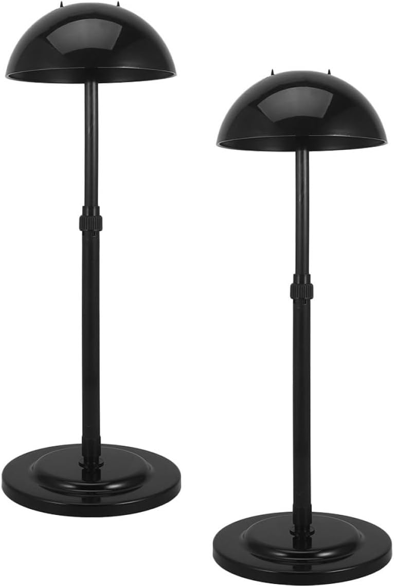 VICASKY Wig Holder and Hat Stand 1 Pair Black Portable Wig Display Stand for Styling and Organizing Multiple and Hats - Image 1