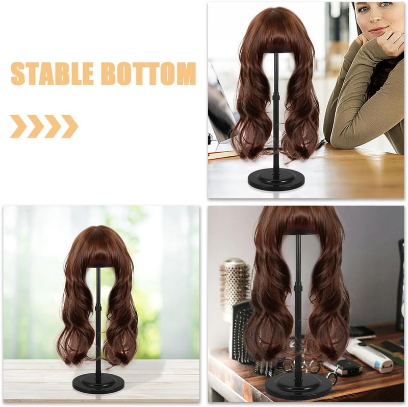 VICASKY Wig Holder and Hat Stand 1 Pair Black Portable Wig Display Stand for Styling and Organizing Multiple and Hats - Image 3