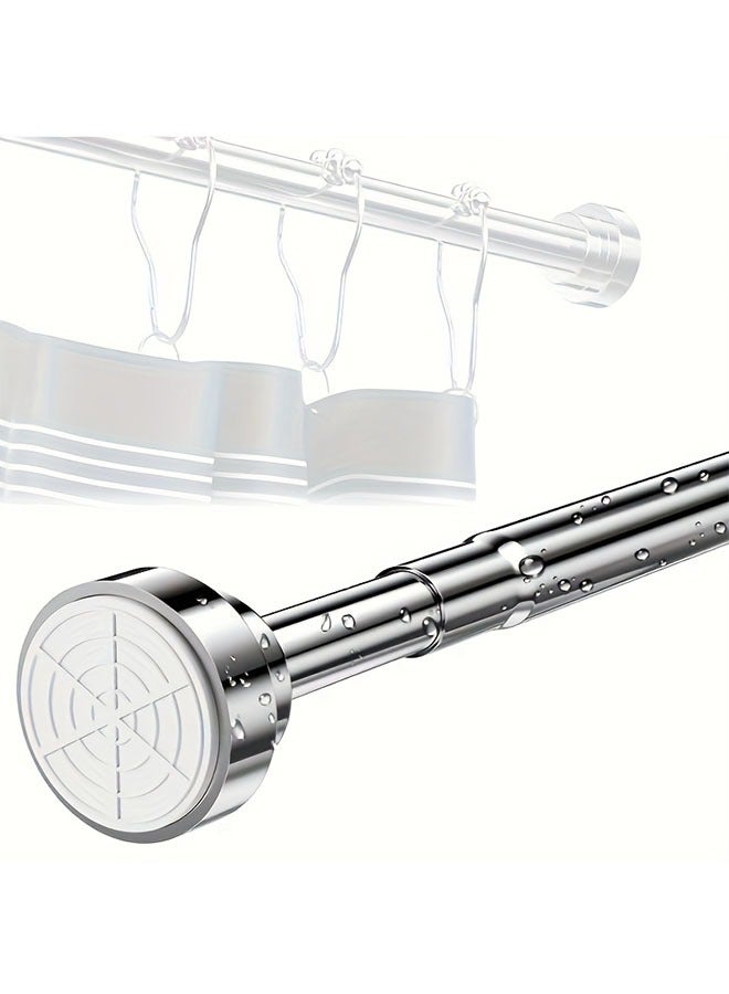 قضيب ستارة دش التوتر 68-97 سم، عمود ستارة تلسكوبي، قضيب ستارة نافذة قابل للتعديل زنبركي، قضيب شد خزانة شديد التحمل، قضيب تعليق ستارة ملابس قابل للتمديد للحمام، خزانة الملابس، الشرفة، قضبان الخزانة، قضيب ستارة دش مثقوب من الفولاذ المقاوم للصدأ، بدون حفر، رف مقسم الغرفة - Image 1