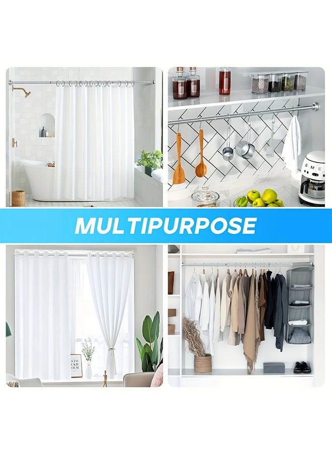 قضيب ستارة دش التوتر 68-97 سم، عمود ستارة تلسكوبي، قضيب ستارة نافذة قابل للتعديل زنبركي، قضيب شد خزانة شديد التحمل، قضيب تعليق ستارة ملابس قابل للتمديد للحمام، خزانة الملابس، الشرفة، قضبان الخزانة، قضيب ستارة دش مثقوب من الفولاذ المقاوم للصدأ، بدون حفر، رف مقسم الغرفة - Image 5