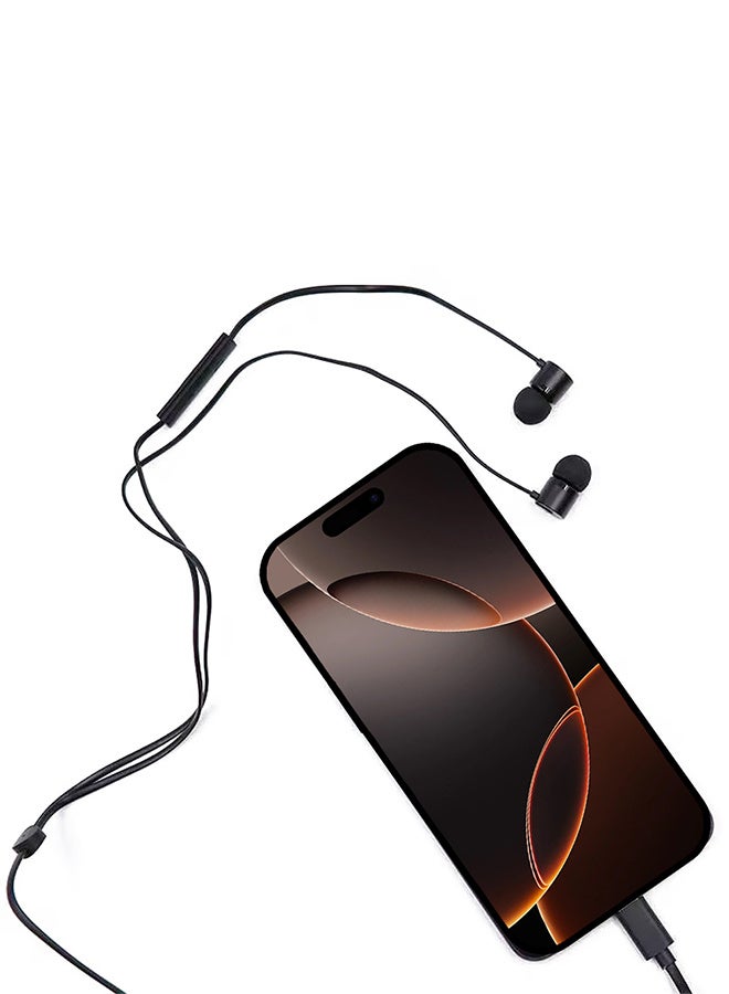 ون بلس سماعات أذن بوليت Auricolare أصلية ستيريو BE02T نوع C مع ميكروفون، صوت عالي الدقة وتعزيز الجهير - أسود - Image 3