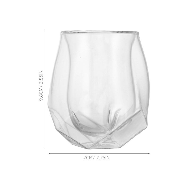 Double Wall Borosilicate Whiskey Glass Pentagonal Base 250Ml Tumbler for Spirits Cocktails - Image 3