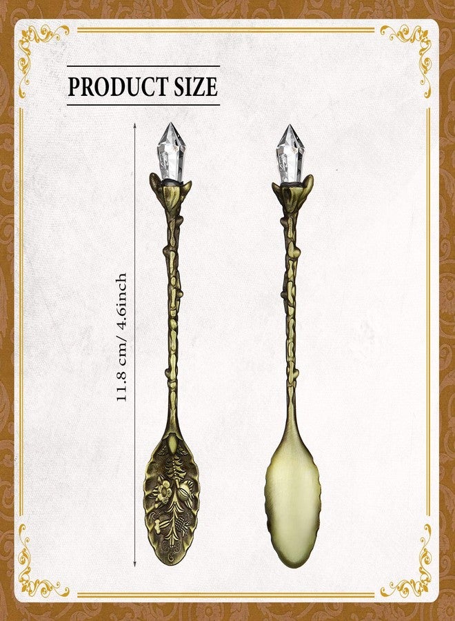Honoson 16 Pieces Retro Tea Spoons for Tea Party Crystal Spoons Crystal Witch Spoon Decorative Coffee Spoon Vintage Carved Teaspoons Antique Coffee Teaspoon for Cafe Tableware Witch Party Favors - Image 2