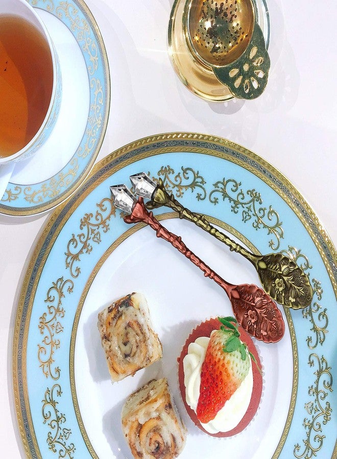 Honoson 16 Pieces Retro Tea Spoons for Tea Party Crystal Spoons Crystal Witch Spoon Decorative Coffee Spoon Vintage Carved Teaspoons Antique Coffee Teaspoon for Cafe Tableware Witch Party Favors - Image 5