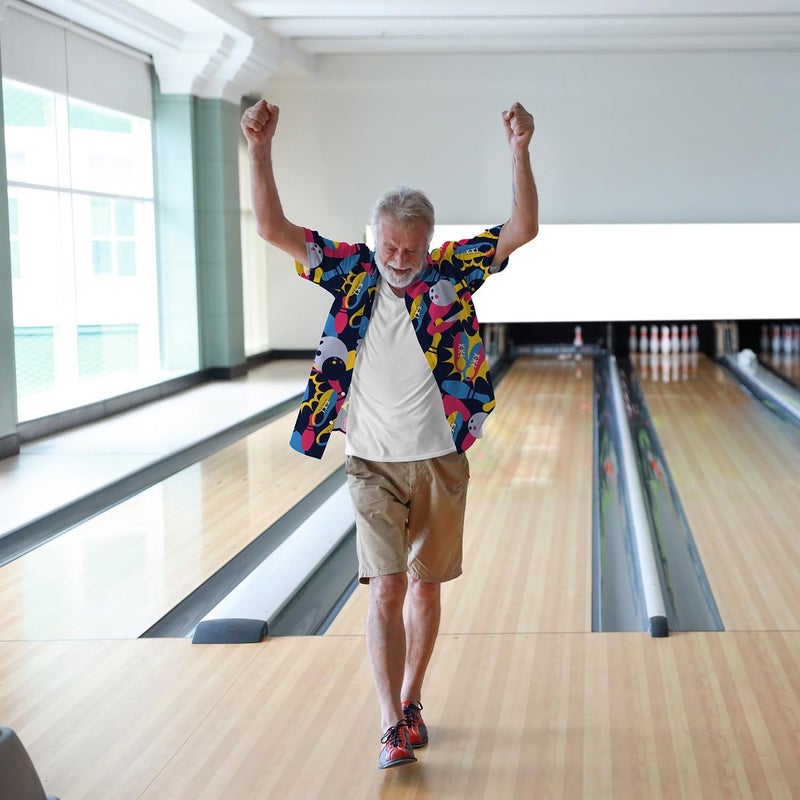 KYKU Men's Bowling Shirts Summer Beach Shirt Casual Button Down Short Sleeve - Image 2