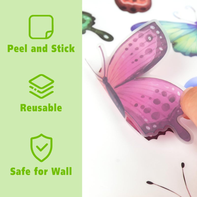 AOWDIAO 62 Large Butterfly Wall Decals - Peel and Stick Vinyl Wall Stickers for Room Decor  Safe for Walls  Repositionable - Image 4