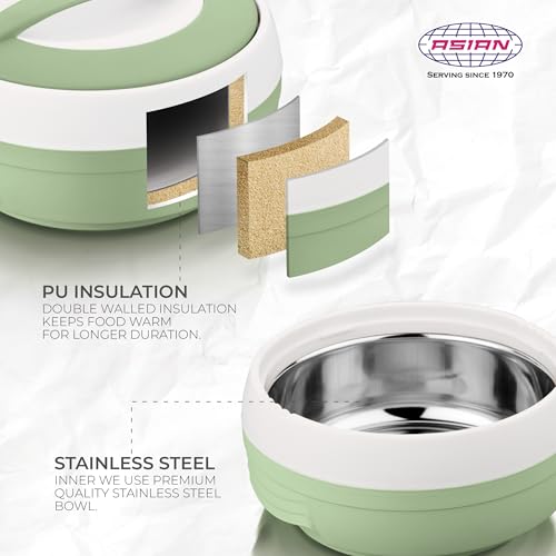 Asian Plastowares Cosmos Casserole 1500ml | Premium Insulated ISI-Certified Hotpot | Elegant Buffet Set | Kitchenware Gift with Box | Foodz Green - Image 4