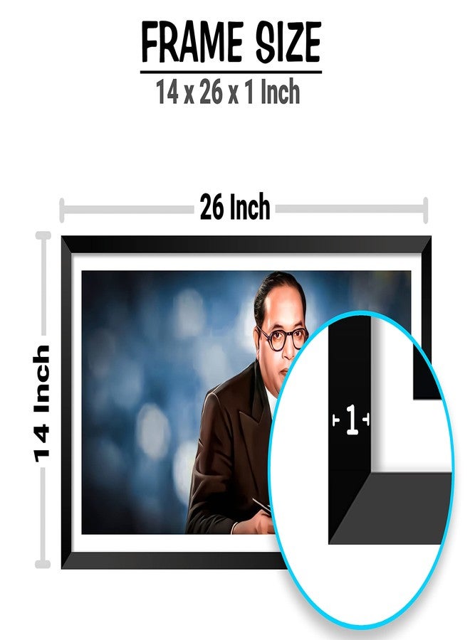 DBrush Dr. Bhimrao Ambedkar Artwork Framed Original Baba Saheb Ambedkar Black and white photo frames Painting Big size For Office Home Decorative Gift item 14x26 Inch Wall Hanging - Image 3