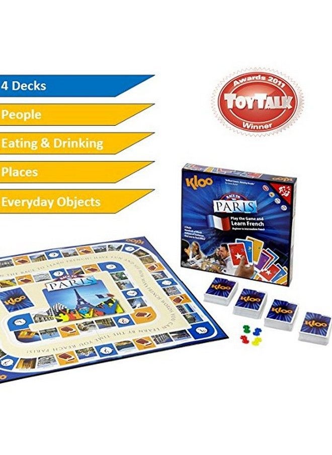 KLOO Games - Learn French With Kloo'S Race To Paris Board Game 4 Decks Award Winning Fun Beginner To Intermediate - Image 1