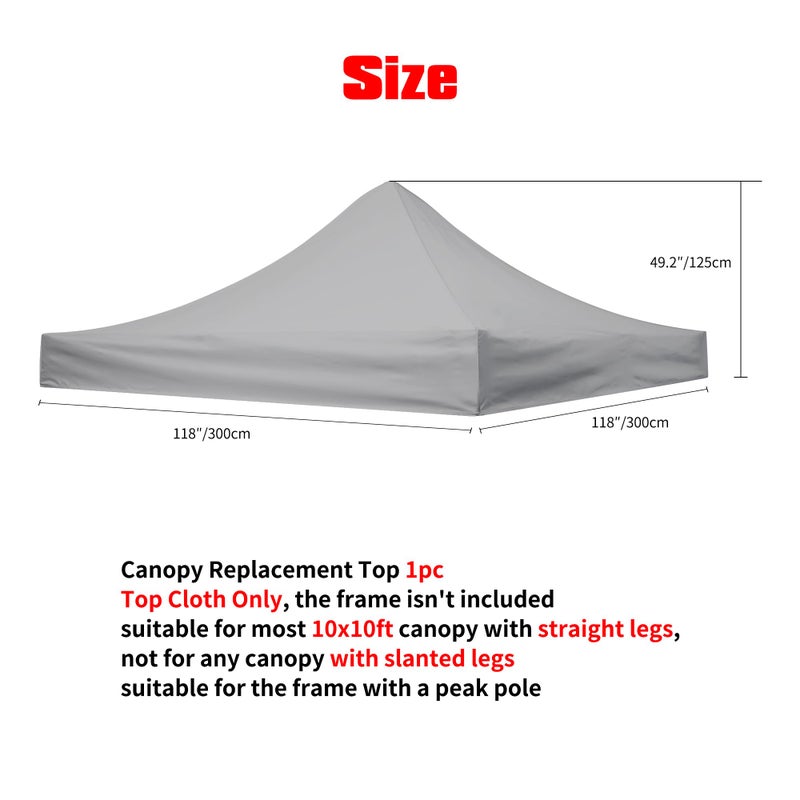 Rinling Canopy Replacement Top, 10x10ft Pop Up Canopy for Outdoor Garden Patio Pavilion Top Cloth Only (Gray) - Image 2