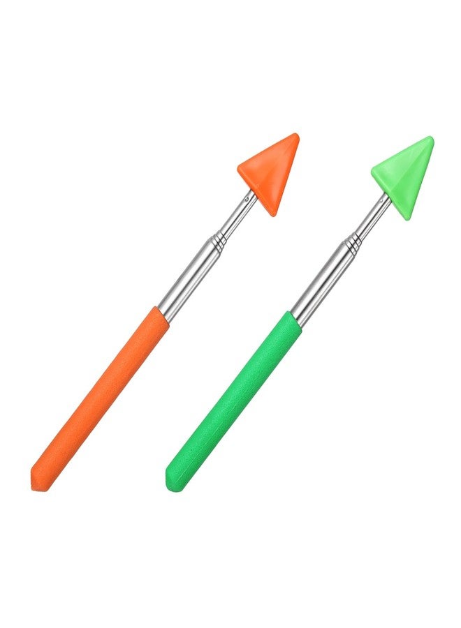 PATIKIL 2 PCS Pointer Finger Stick, Teacher Finger Pointer Stick Retractable Whiteboard Hand Presenters Extendable Telescopic for Classroom Teachers Reading Study Arrow, Orange, Green - Image 1