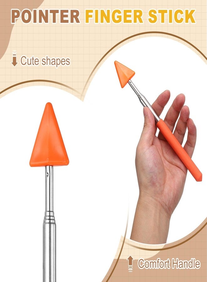 PATIKIL 2 PCS Pointer Finger Stick, Teacher Finger Pointer Stick Retractable Whiteboard Hand Presenters Extendable Telescopic for Classroom Teachers Reading Study Arrow, Orange, Green - Image 3