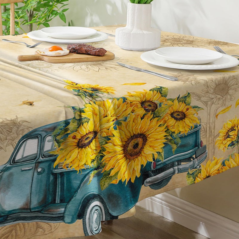 cusugbaso Sunflower Tablecloth 60x84 Inch Rectangle, Sunflower Decorations for Home, Spring and Summer Table Cloth Rectangle Waterproof Stain Resistant for Table,Party - Image 4