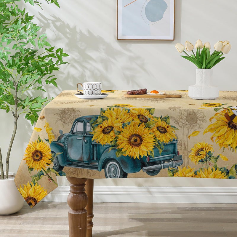 cusugbaso Sunflower Tablecloth 60x84 Inch Rectangle, Sunflower Decorations for Home, Spring and Summer Table Cloth Rectangle Waterproof Stain Resistant for Table,Party - Image 2