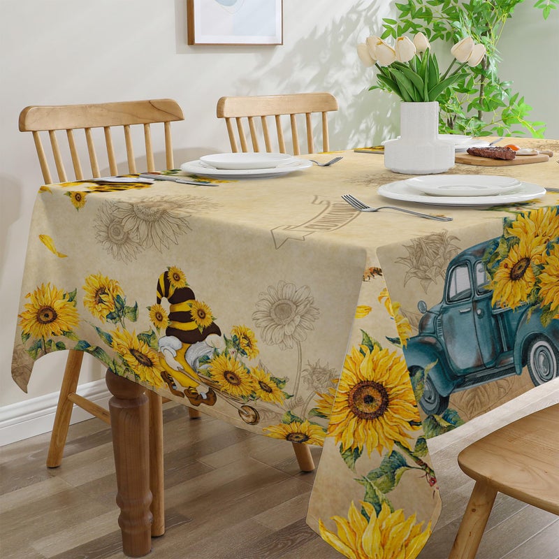 cusugbaso Sunflower Tablecloth 60x84 Inch Rectangle, Sunflower Decorations for Home, Spring and Summer Table Cloth Rectangle Waterproof Stain Resistant for Table,Party - Image 5