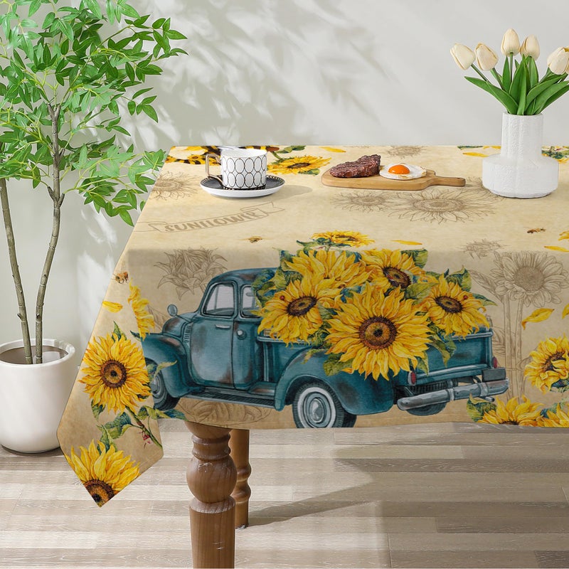 cusugbaso Sunflower Tablecloth 60x84 Inch Rectangle, Sunflower Decorations for Home, Spring and Summer Table Cloth Rectangle Waterproof Stain Resistant for Table,Party - Image 1