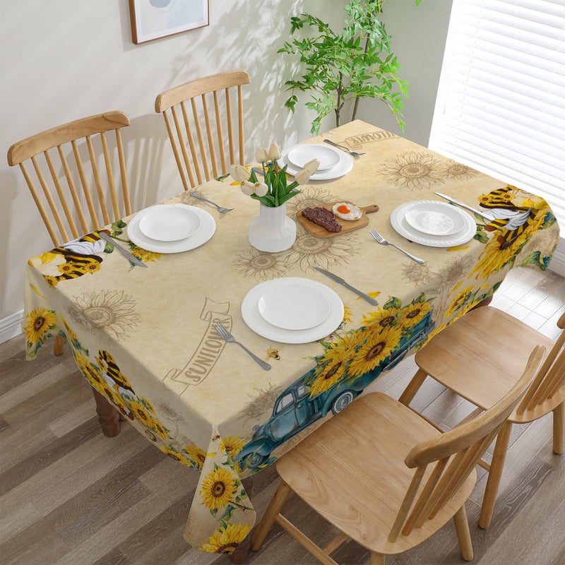 cusugbaso Sunflower Tablecloth 60x84 Inch Rectangle, Sunflower Decorations for Home, Spring and Summer Table Cloth Rectangle Waterproof Stain Resistant for Table,Party - Image 3
